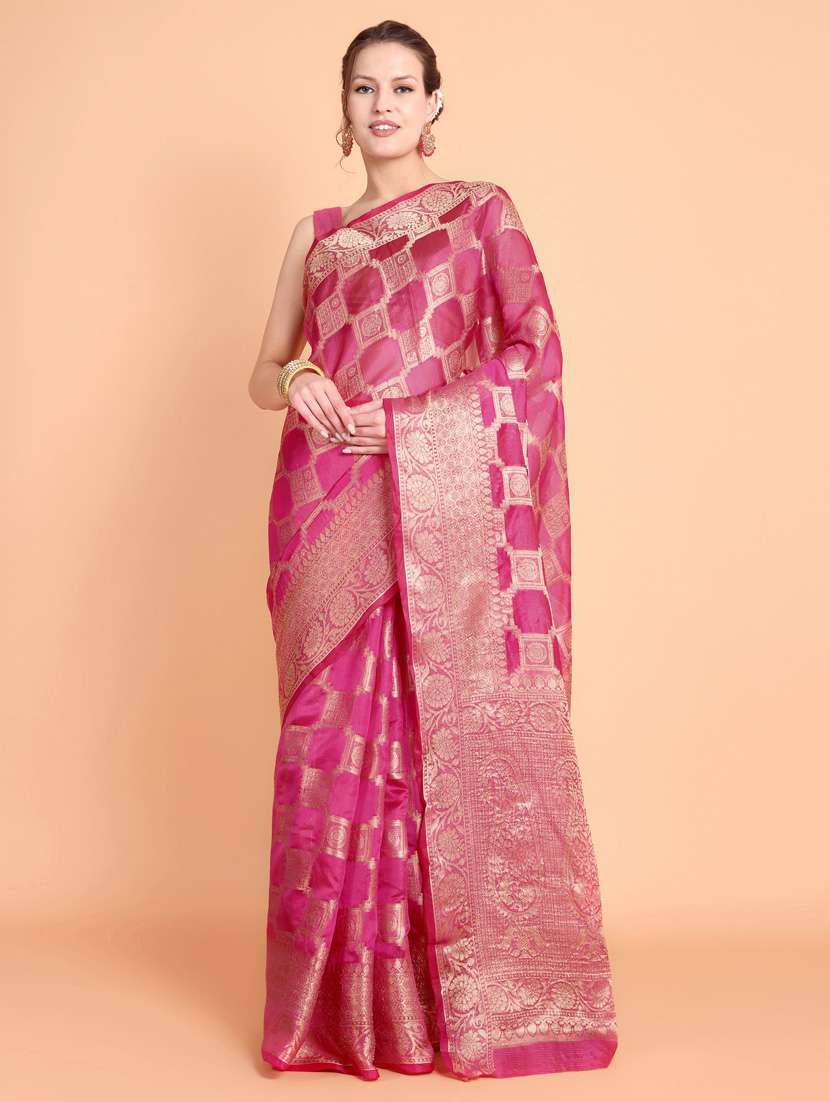 women self design banarasi saree with blouse