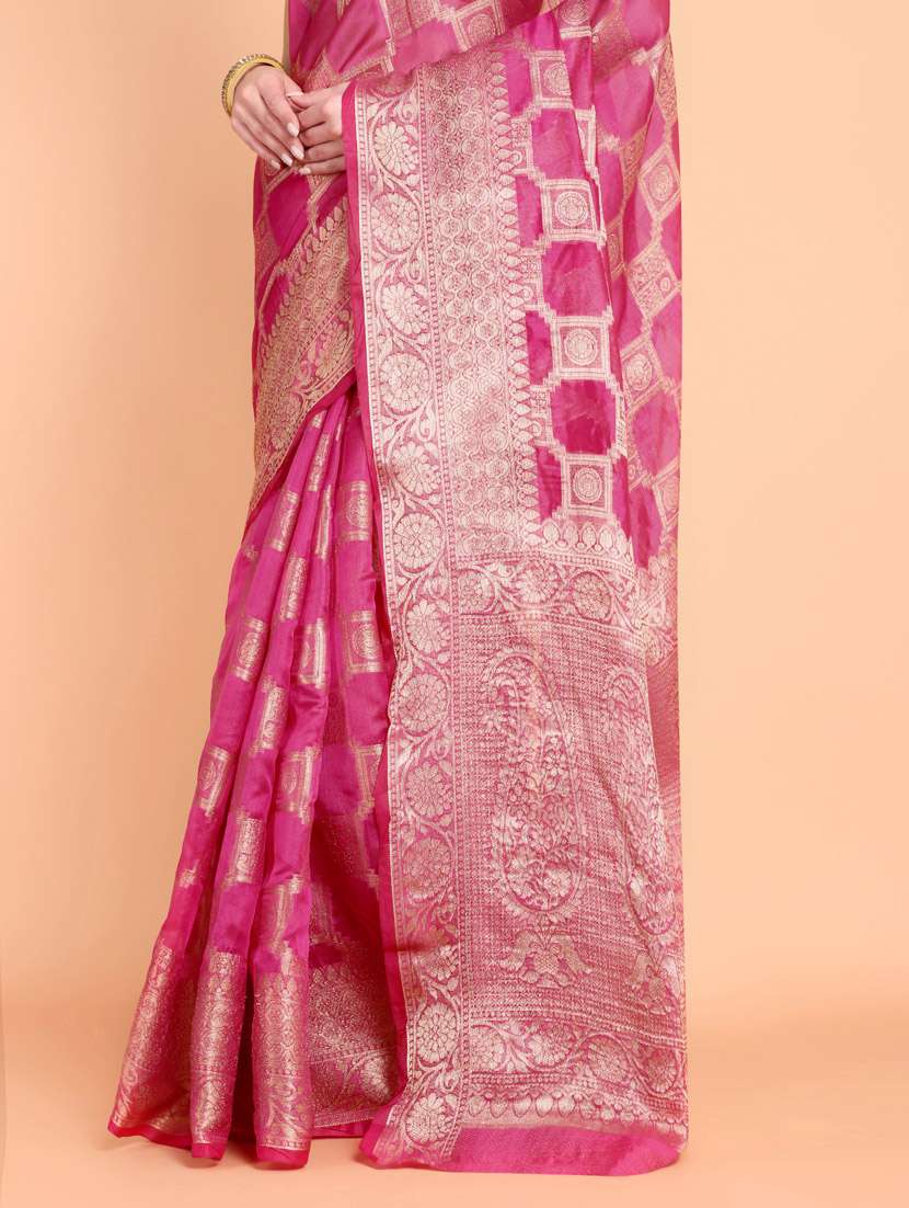 women self design banarasi saree with blouse - 21253410 -  Standard Image - 4