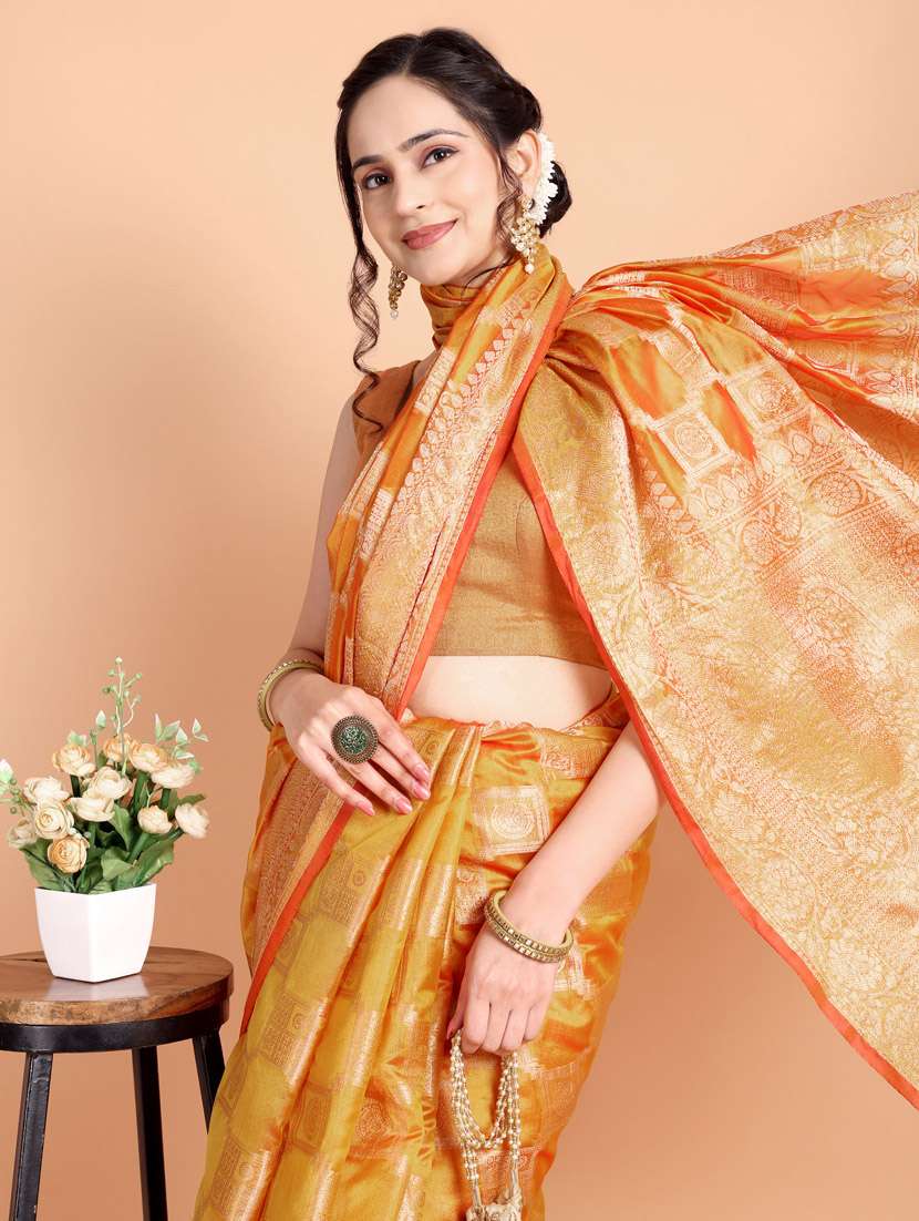 women self design banarasi saree with blouse - 21253414 -  Standard Image - 4