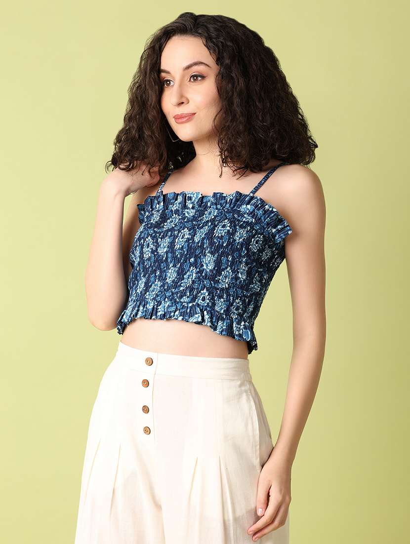 women sleeveless floral printed crop top - 21254103 -  Standard Image - 1