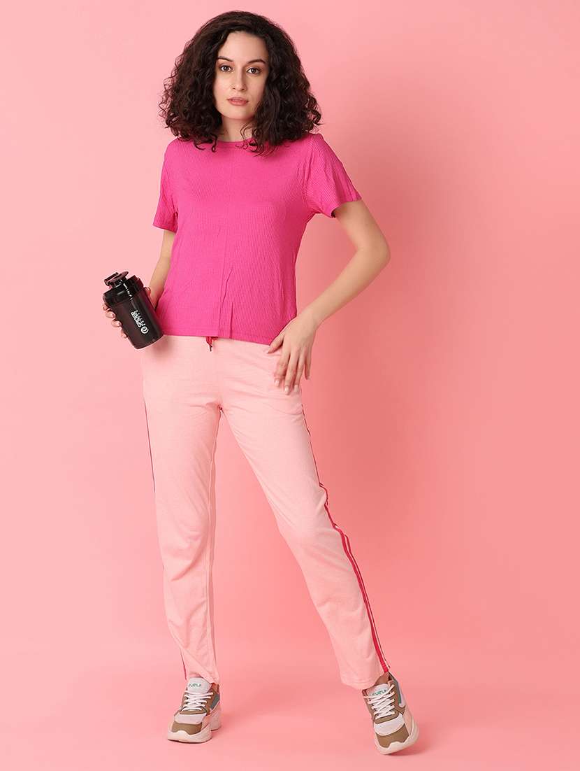 women pink solids track pant - 21254788 -  Standard Image - 4