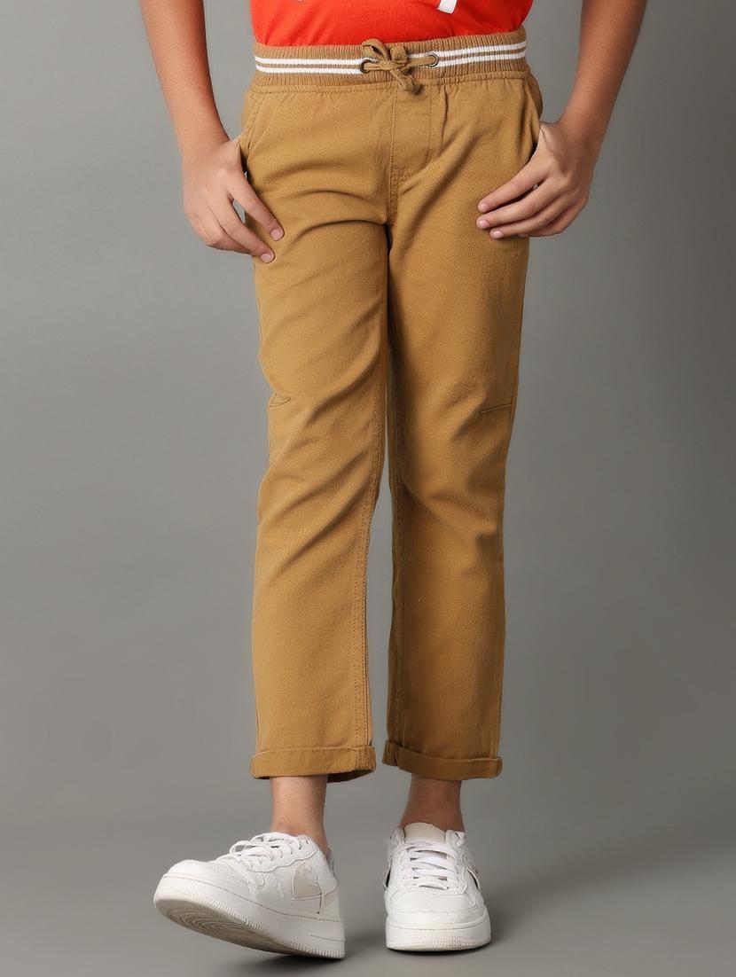 boys brown cotton regular fit chinos - 21254833 -  Zoom Image - 0