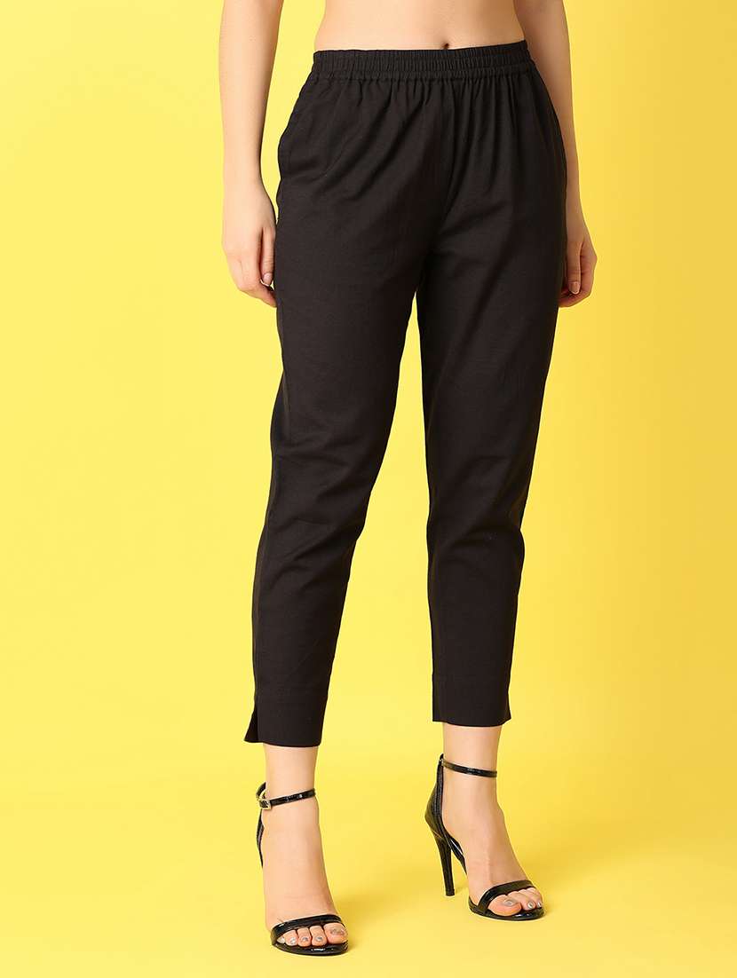women mid-rise solid cigarette trouser - 21254844 -  Standard Image - 1