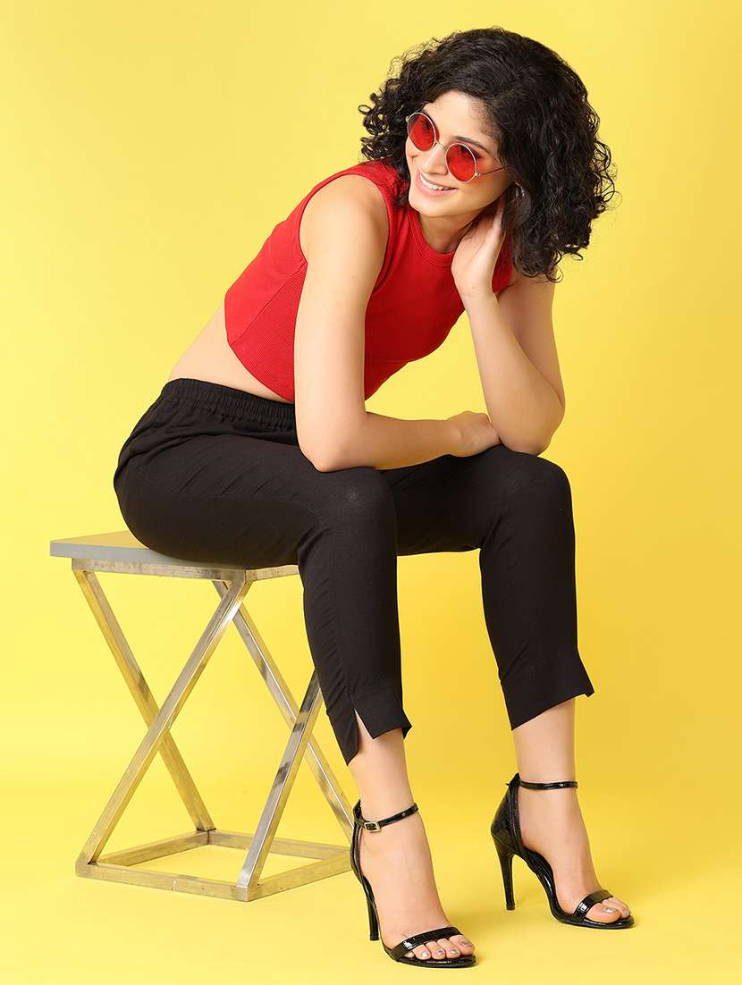 women mid-rise solid cigarette trouser - 21254844 -  Standard Image - 4