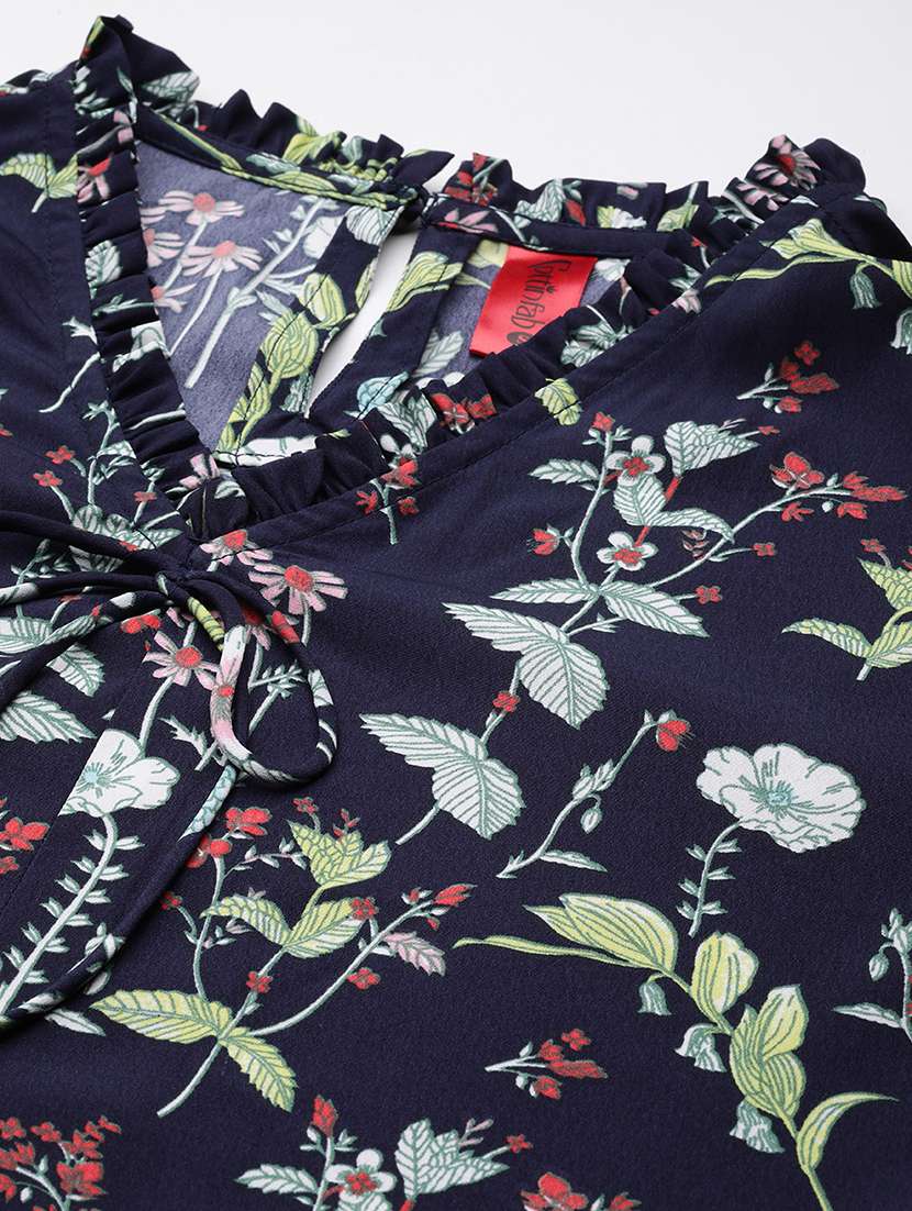 women navy blue florals printed top - 21255023 -  Standard Image - 4