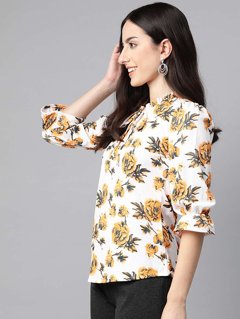 women white florals printed top - 21255026 -  Standard Image - 1