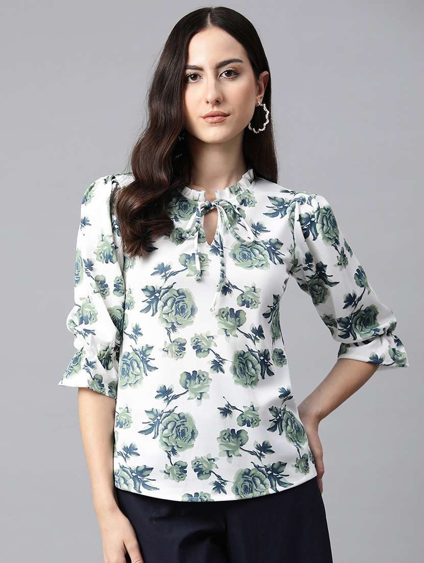 women white florals printed top