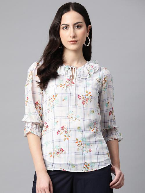 women white georgette regular top - 21255028 - Standard Image - 0