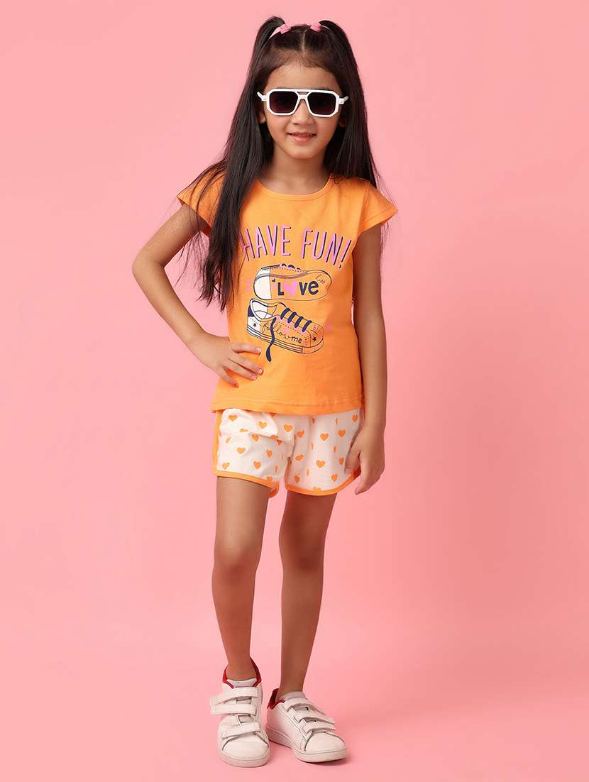 girls front printed shorts twin set - 21255274 -  Standard Image - 1