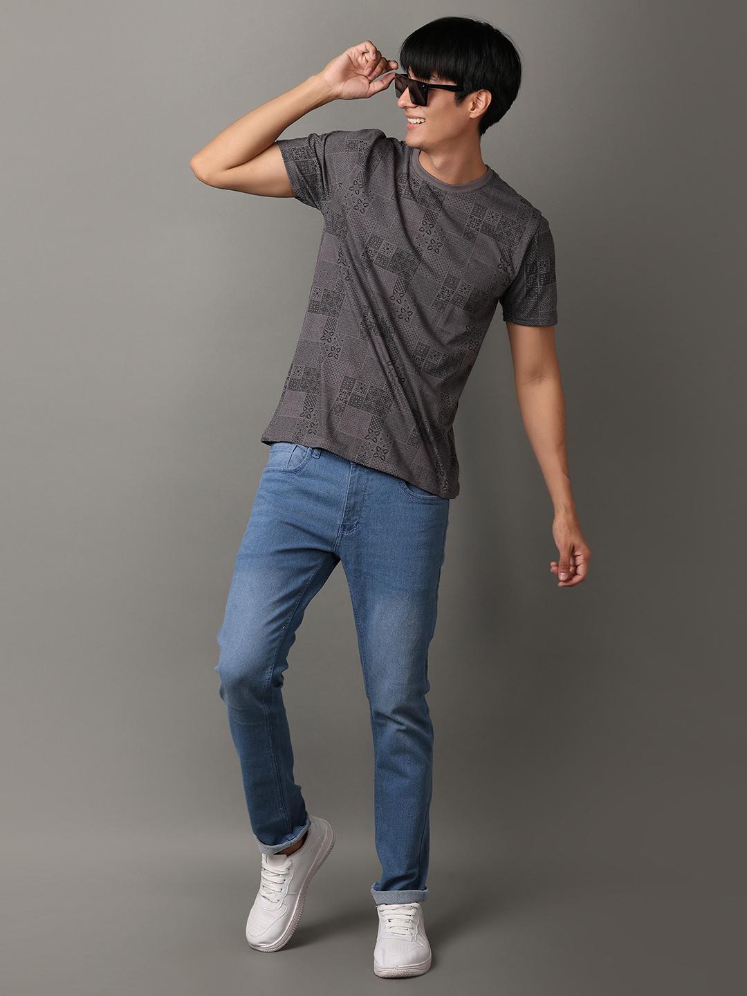 grey cotton front print tshirt - 21255342 - Standard Image - 4