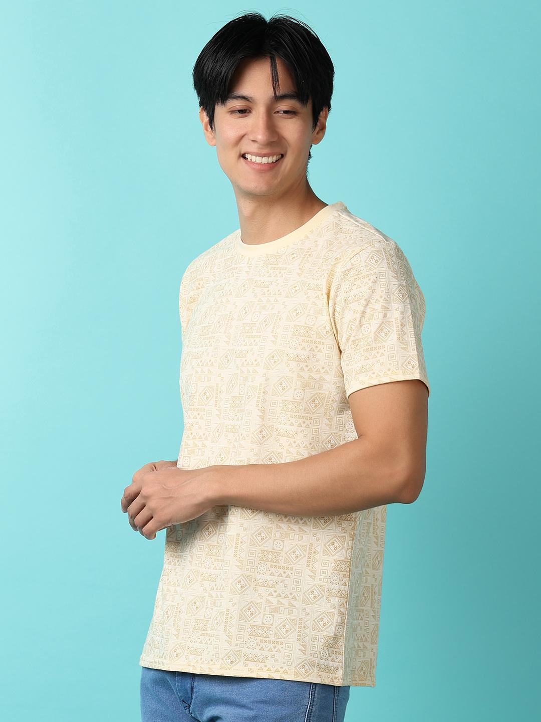 cream cotton front print tshirt - 21255343 - Standard Image - 1