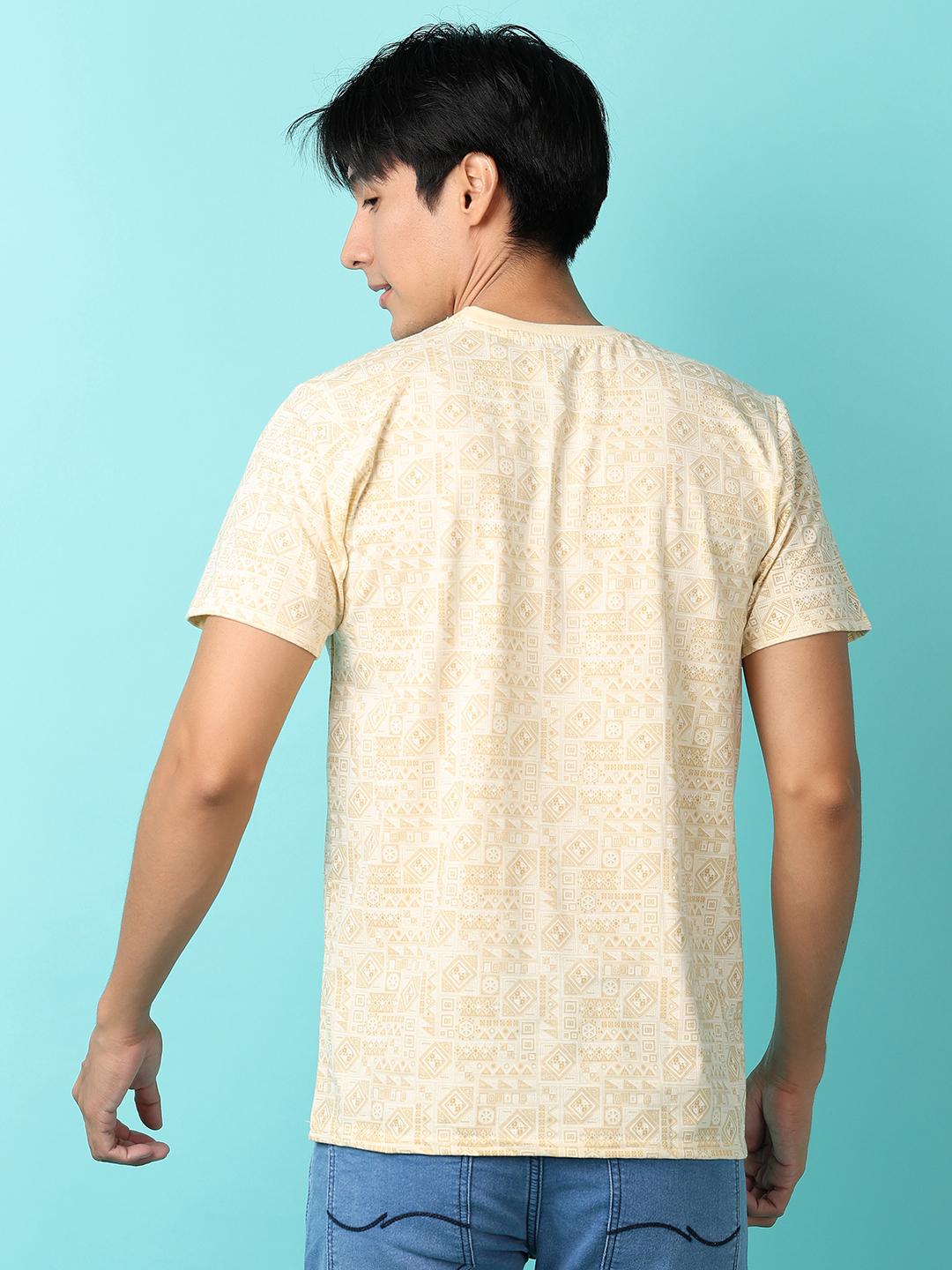 cream cotton front print tshirt - 21255343 - Standard Image - 4