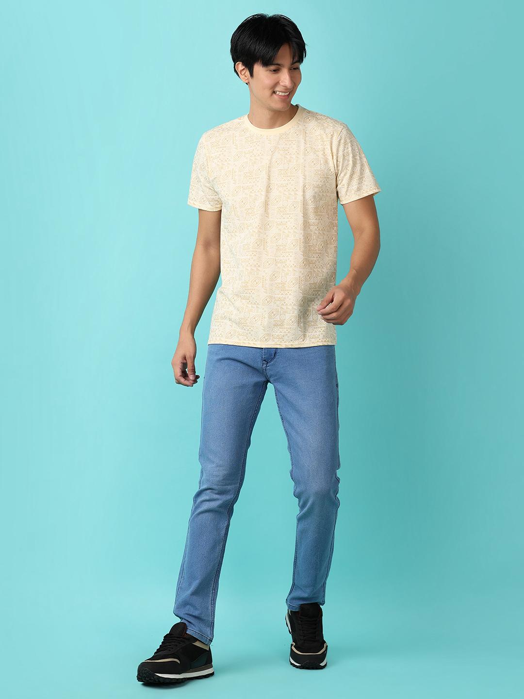 cream cotton front print tshirt - 21255343 - Standard Image - 6