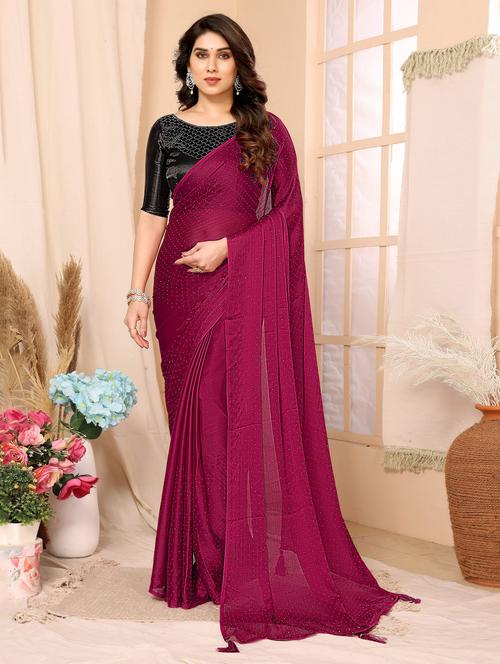 women pink embellished saree with blouse - 21255767 -  Standard Image - 0