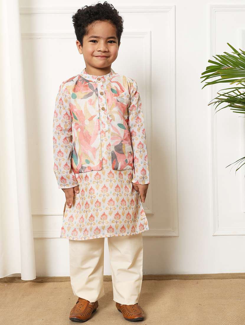 boys printed kurta set