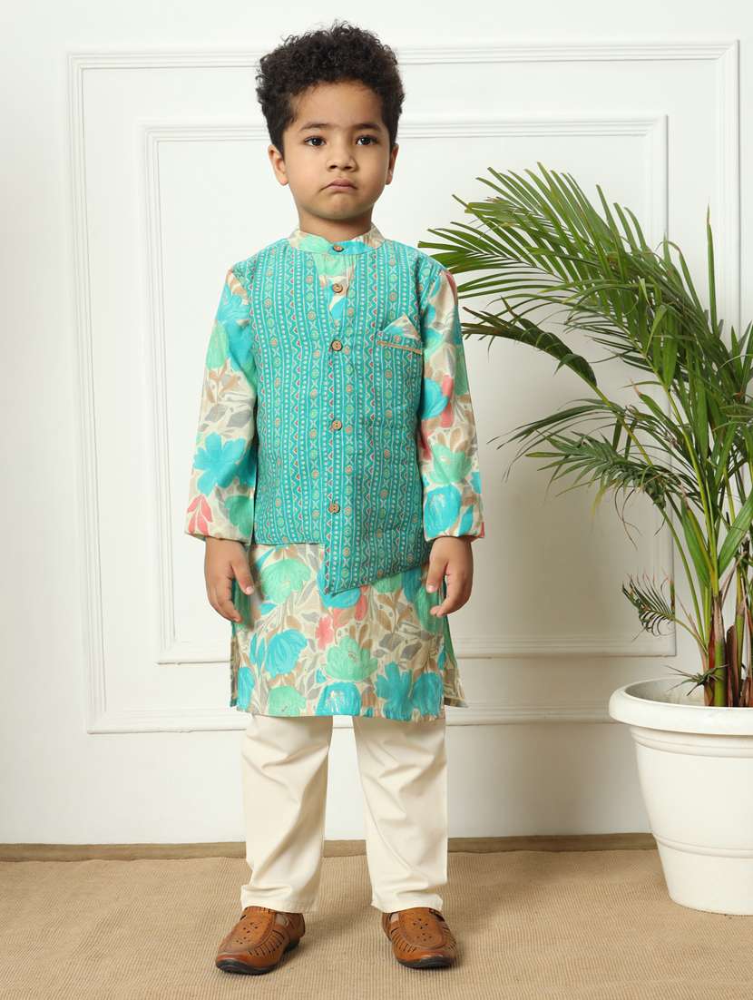 boys printed kurta set