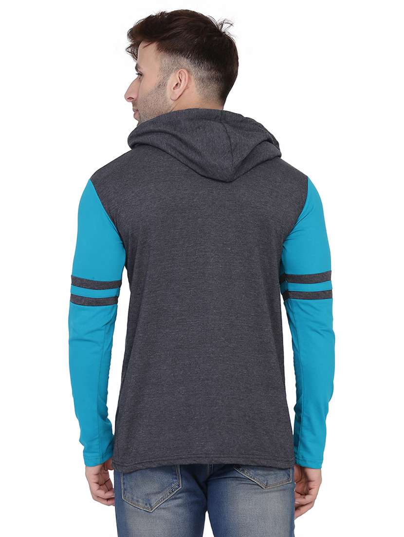 men color block hood neck casual shirt - 21256561 - Standard Image - 1
