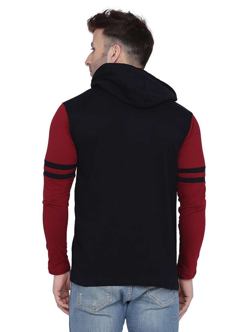 men color block hood neck casual shirt - 21256608 - Standard Image - 1