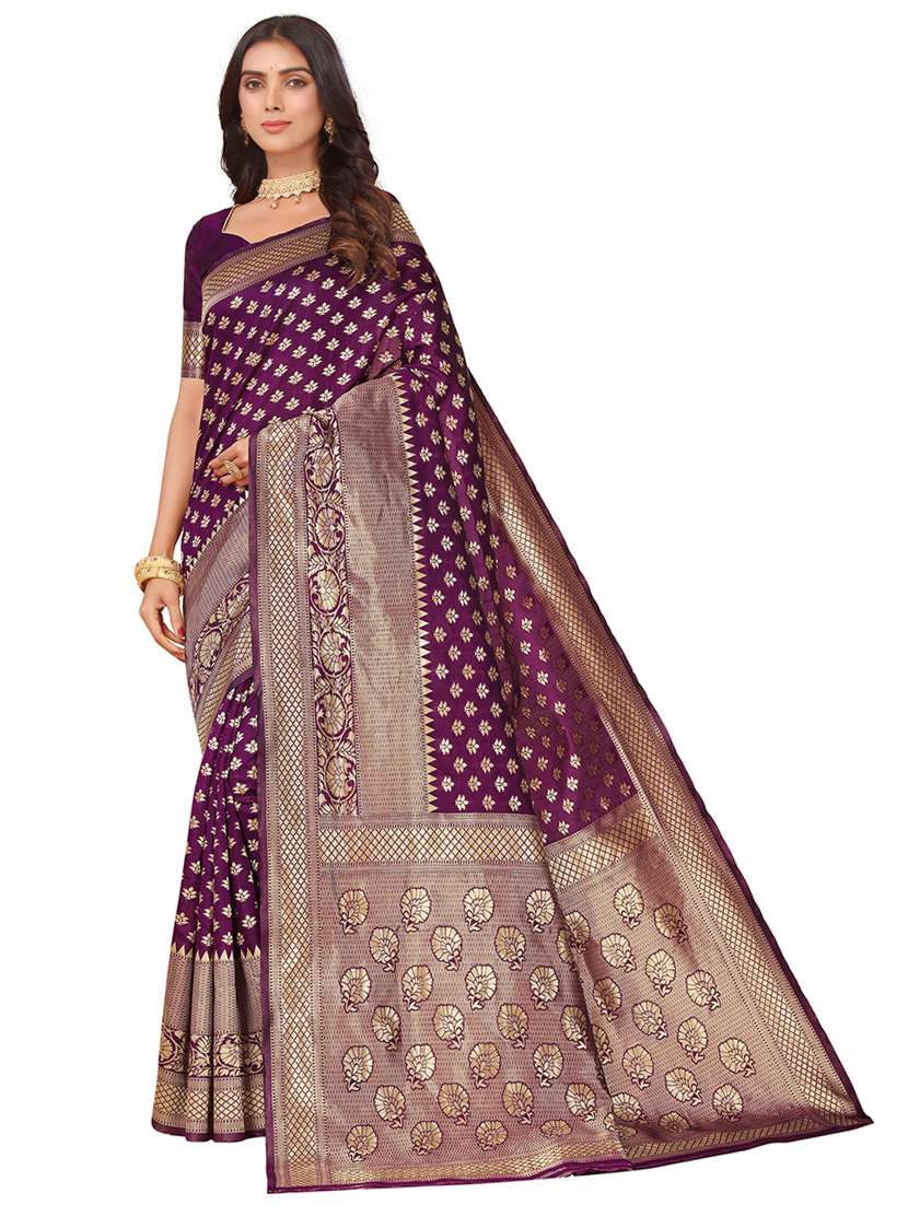 purple kanjivaram saree with blouse
