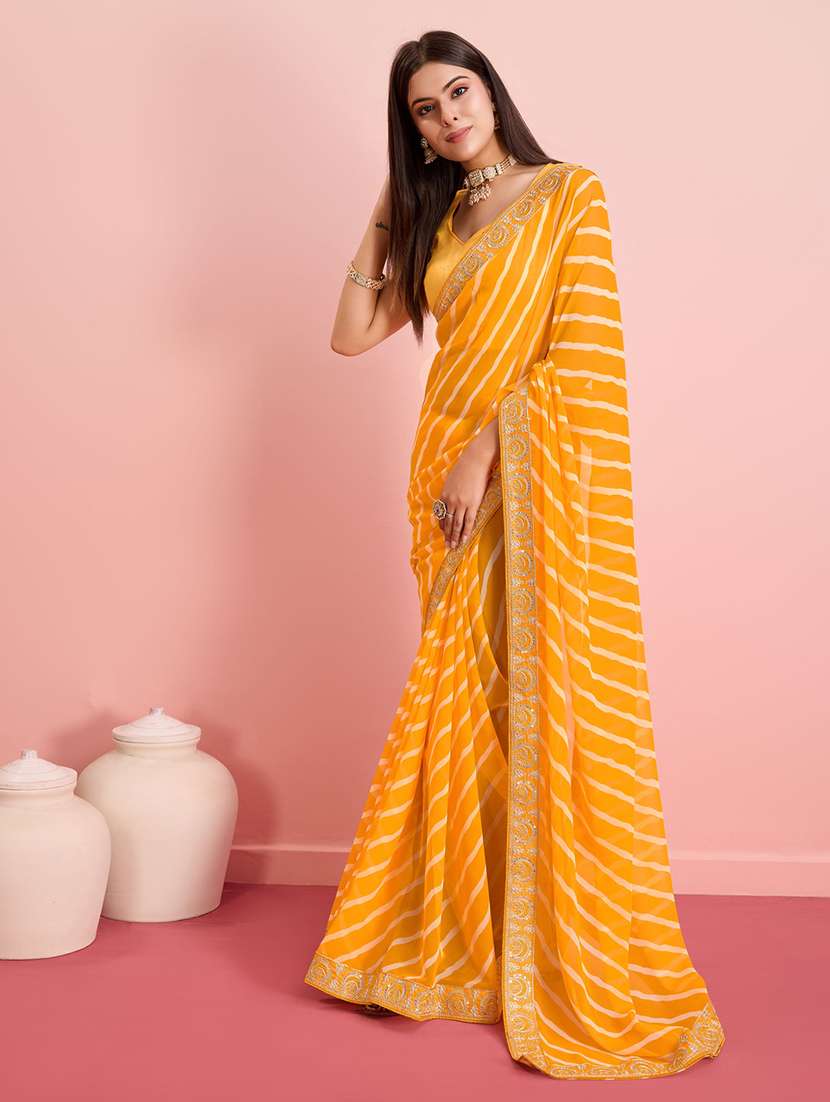 women lehariya bordered saree with blouse - 21257490 -  Standard Image - 1