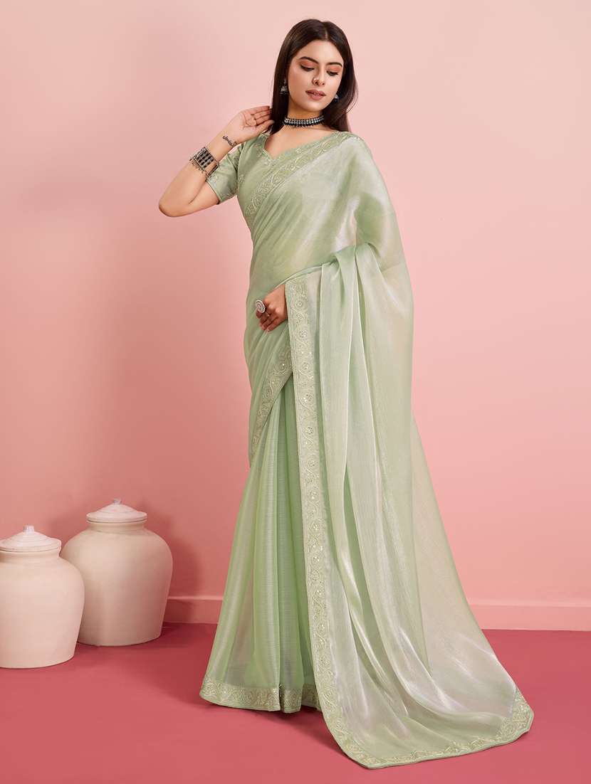 women solid with bordered saree with blouse - 21257508 -  Standard Image - 1