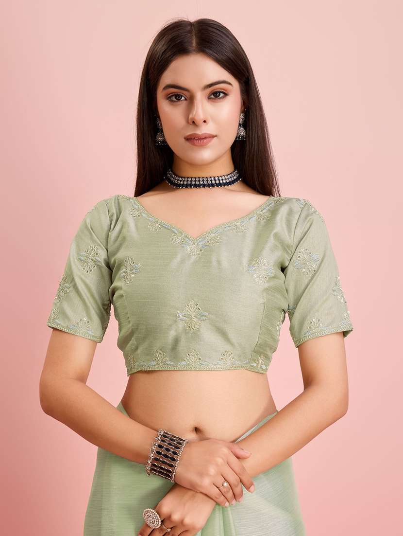 women solid with bordered saree with blouse - 21257508 -  Standard Image - 4