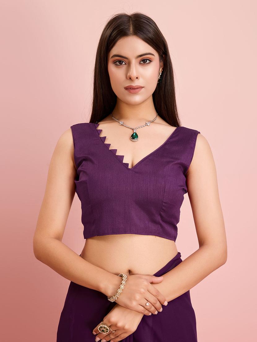 purple sequin embroidered saree with blouse - 21257513 - Standard Image - 4
