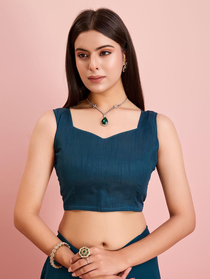 teal sequin embroidered saree with blouse - 21257515 - Standard Image - 4