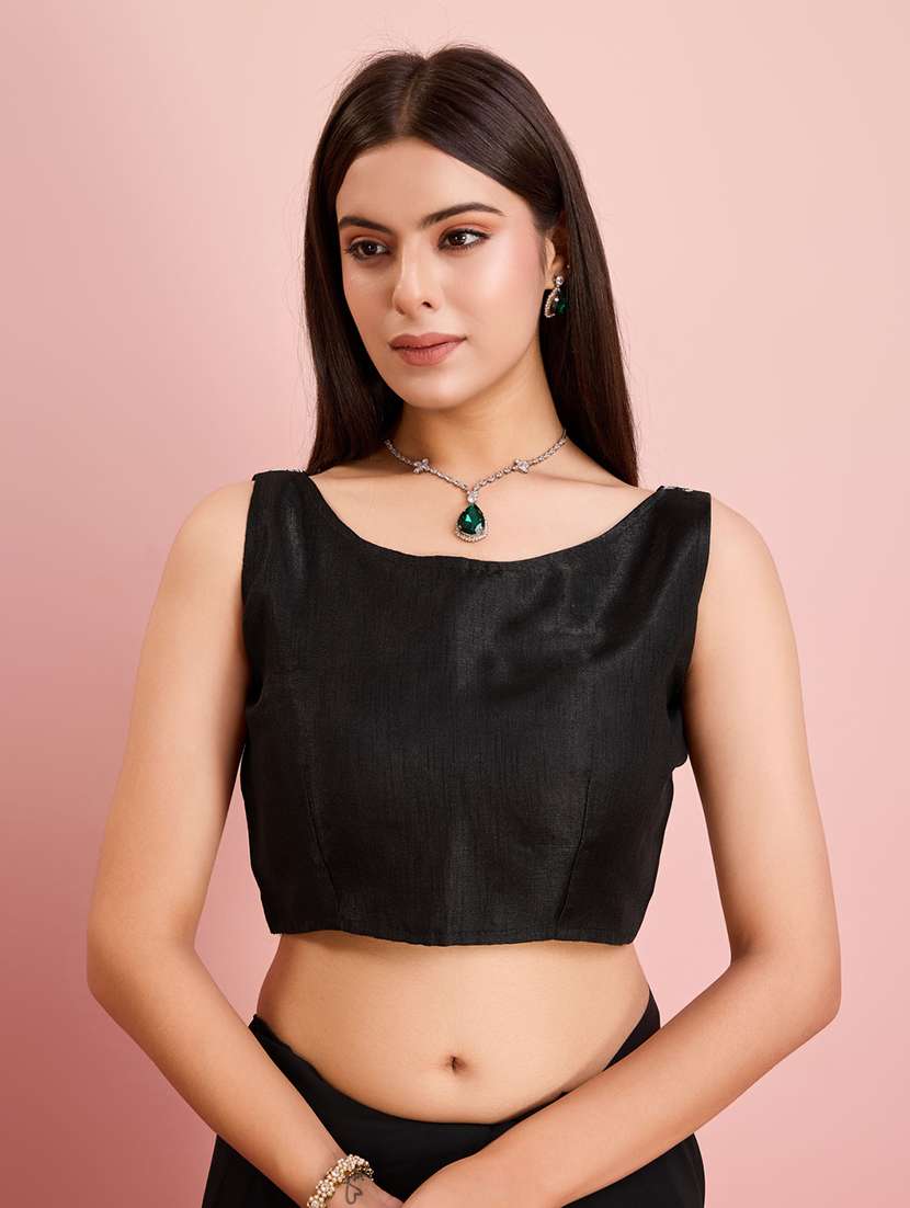 black georgette embroidered saree with blouse - 21257529 -  Standard Image - 4