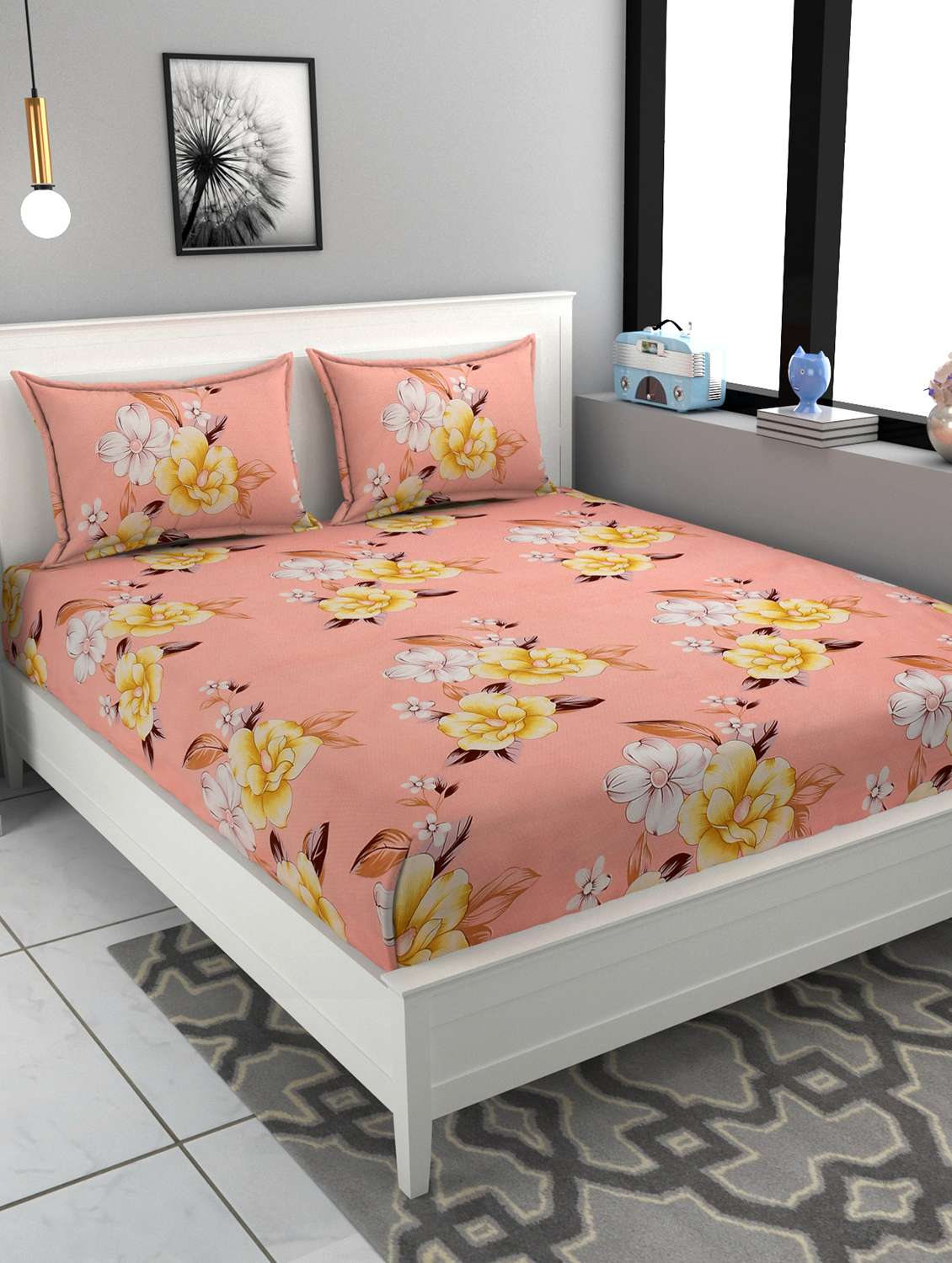 superfine flat double bedsheet with two pillow covers (90x100 inches)