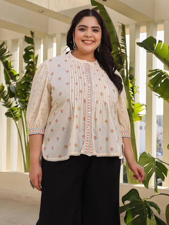 off white cotton high low tunic - 21259519 - Standard Image - 1