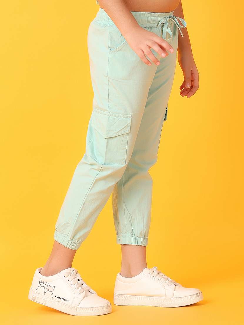 girls solid cargo pants - 21260158 -  Standard Image - 1