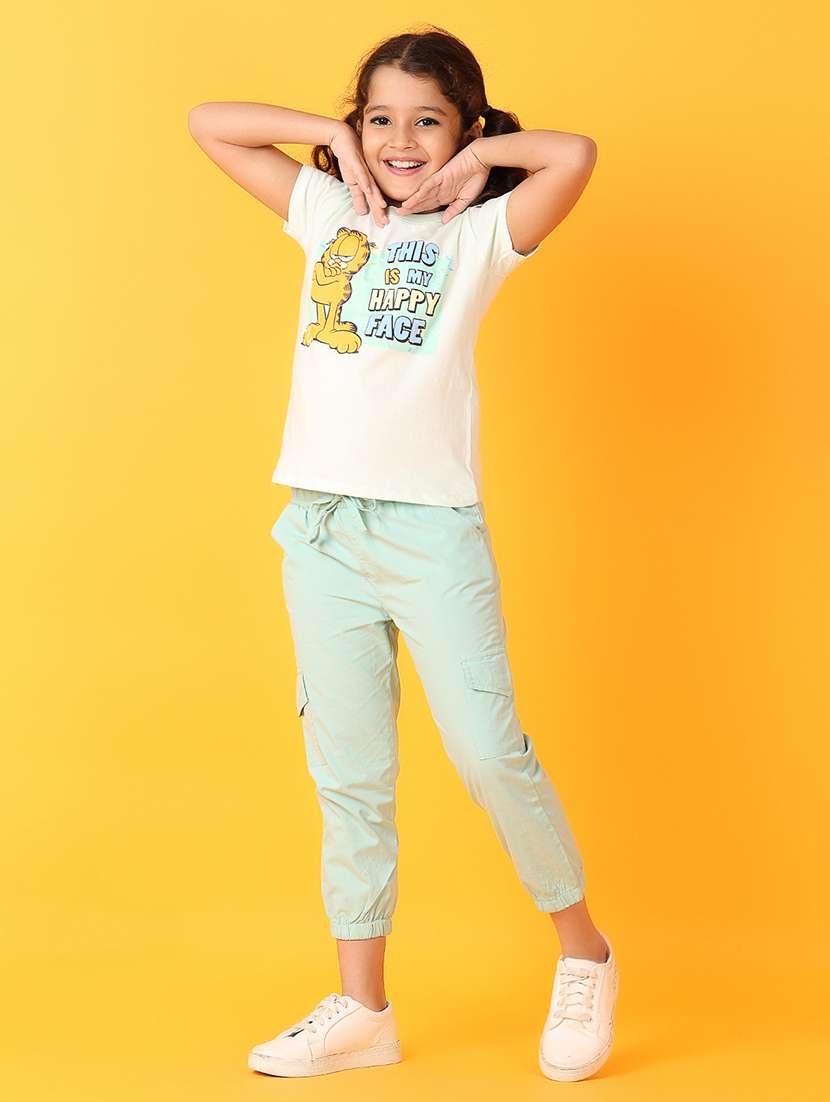 girls solid cargo pants - 21260158 -  Standard Image - 4