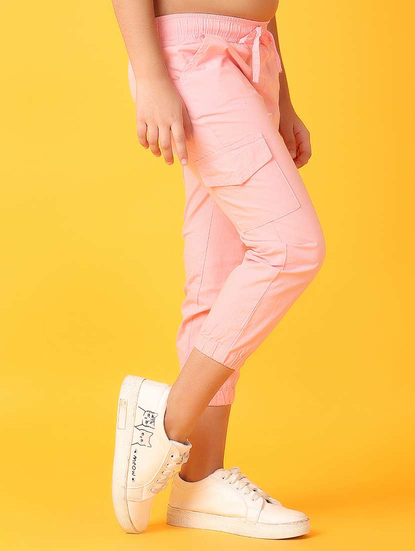 girls solid cargo pants - 21260159 -  Standard Image - 1