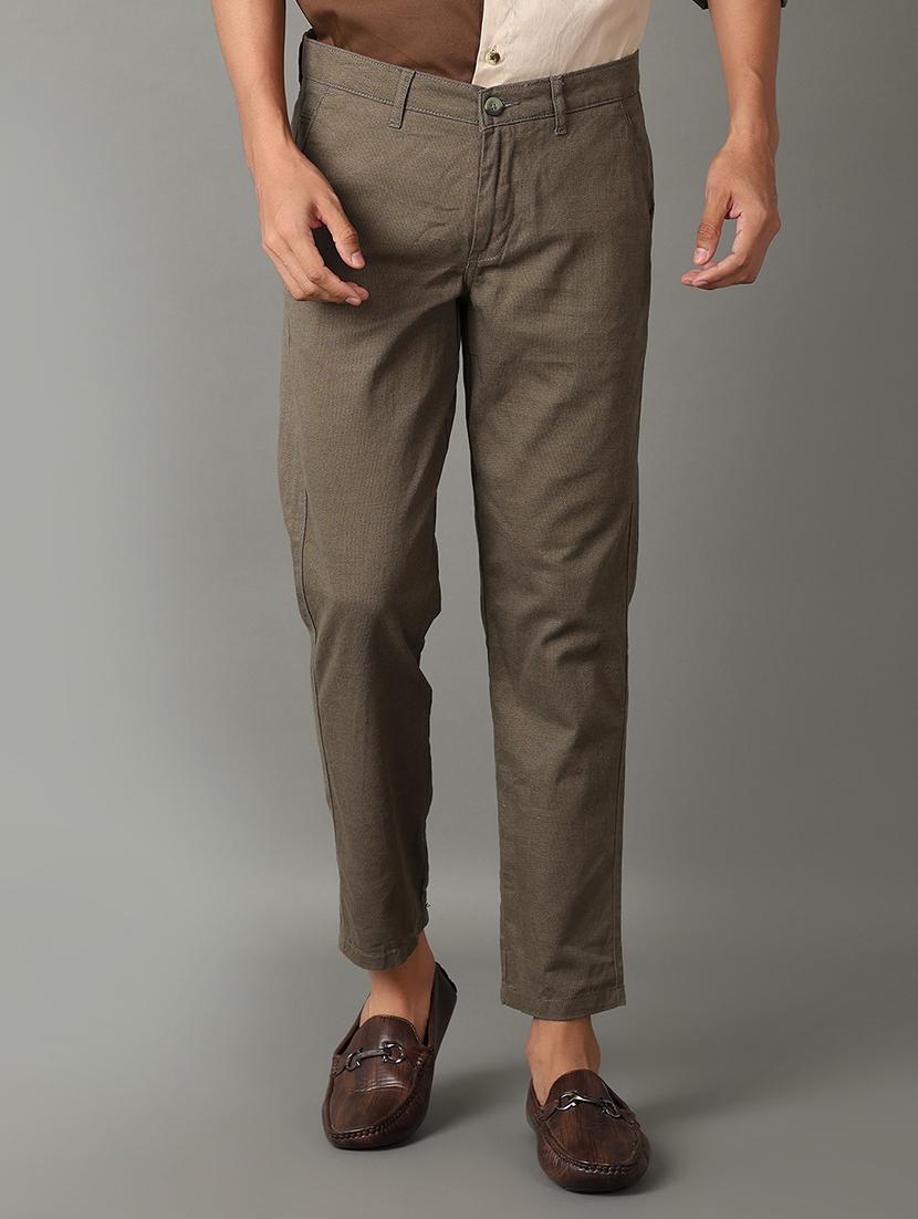 men green solid chinos casual trouser - 21260531 -  Zoom Image - 0