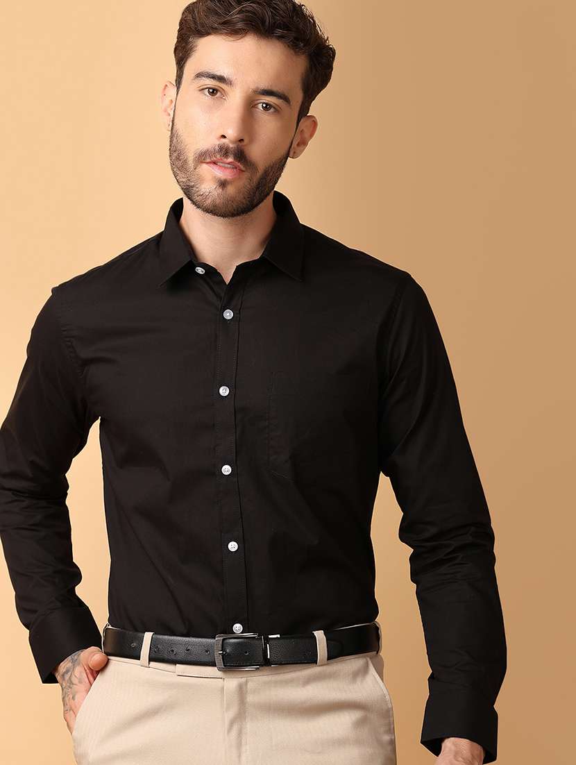 men black regular fit solid formal shirt - 21260540 -  Standard Image - 1