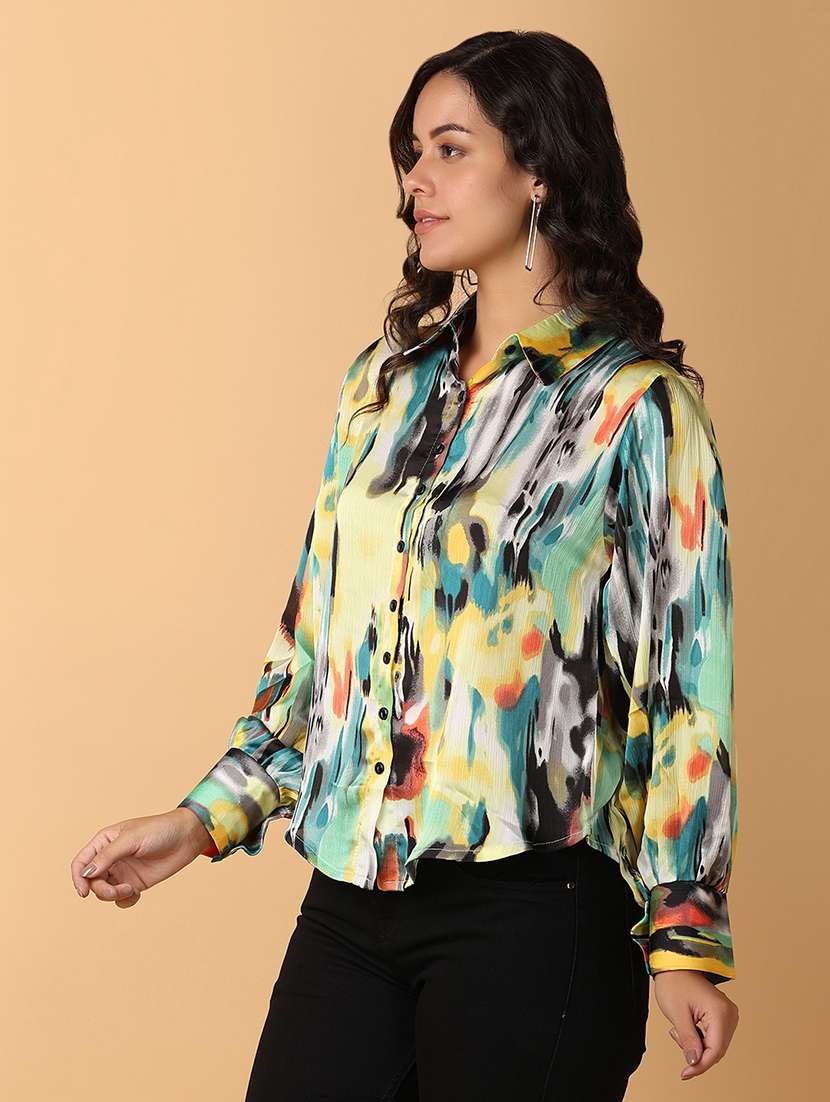 women multi colored satin regular shirt - 21260566 -  Standard Image - 1
