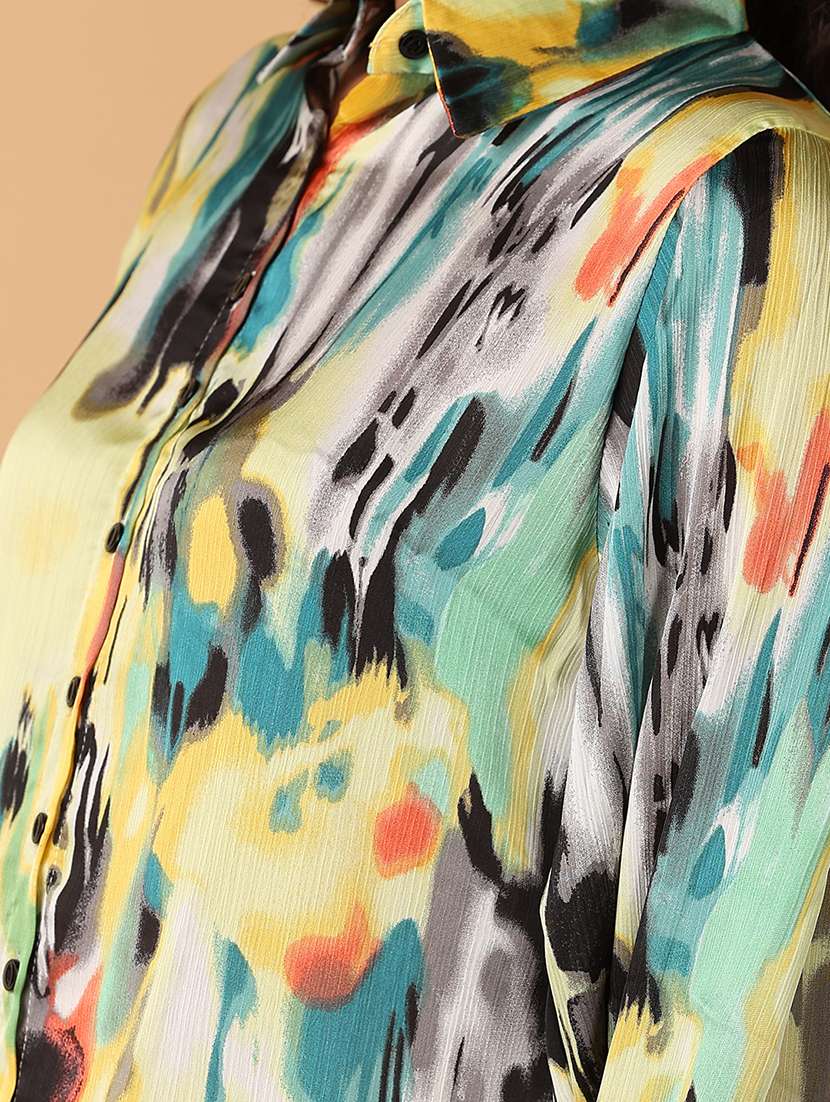 women multi colored satin regular shirt - 21260566 -  Standard Image - 6