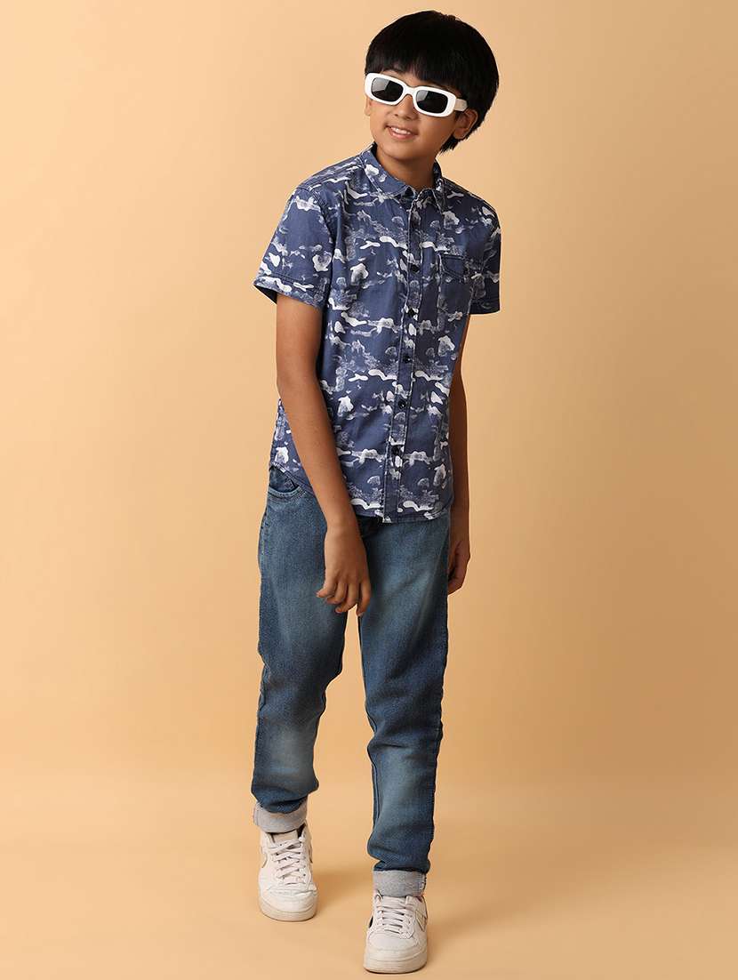 Boys Collared Neck Short Sleeves Shirt