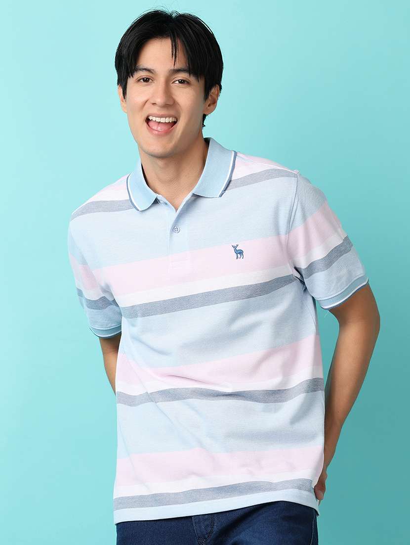 men striped short sleeve polo t-shirt - 21260893 -  Standard Image - 1