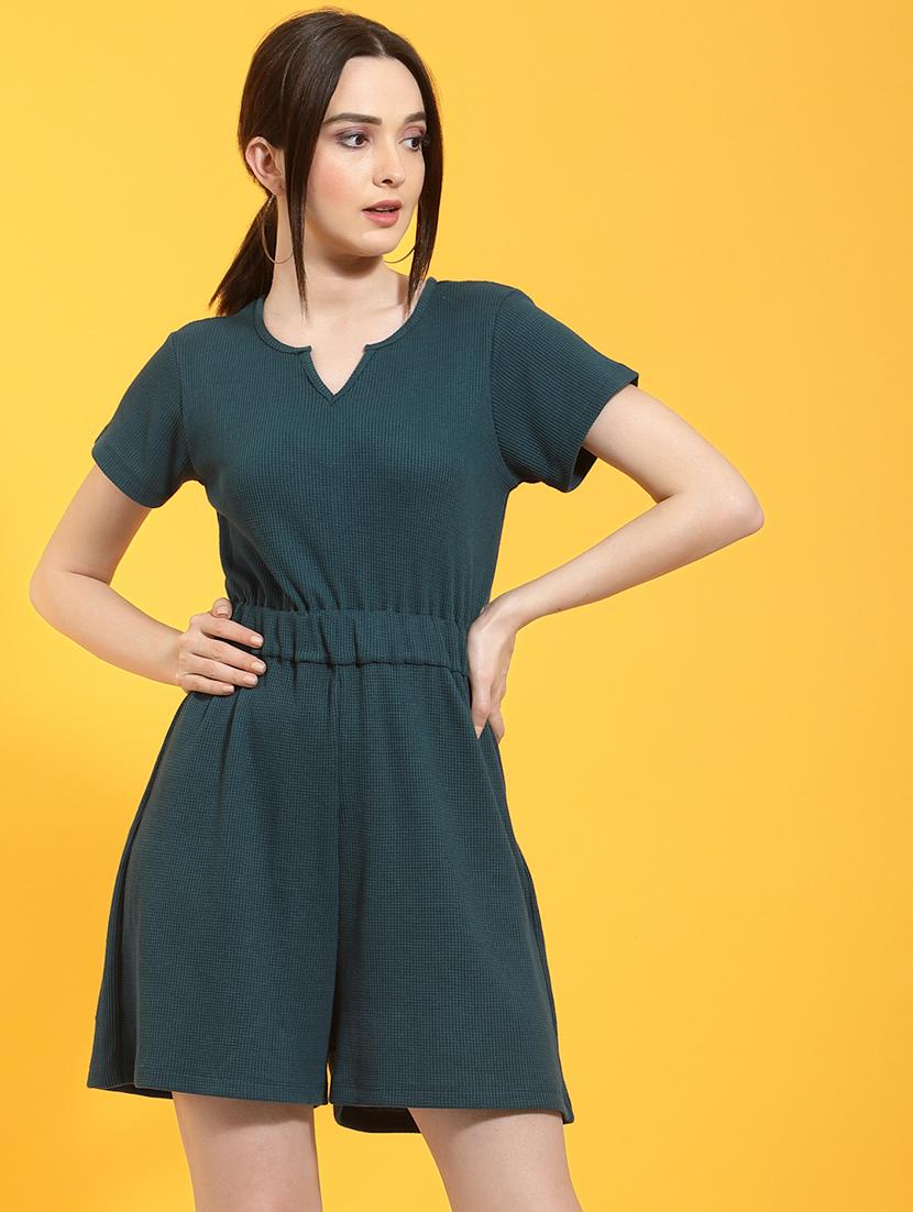 women solid short sleeves romper - 21262098 - Zoom Image - 0