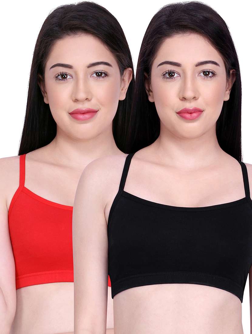pack of 2 multi colored solid sports bra