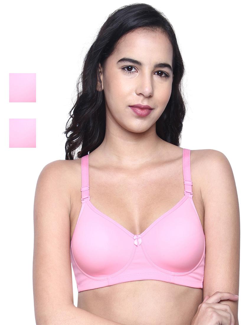 pack of 3 solid pink nylon bra