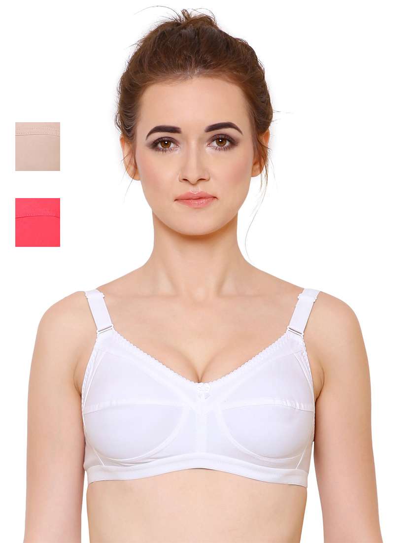 pack of 3 multi colored solid bra