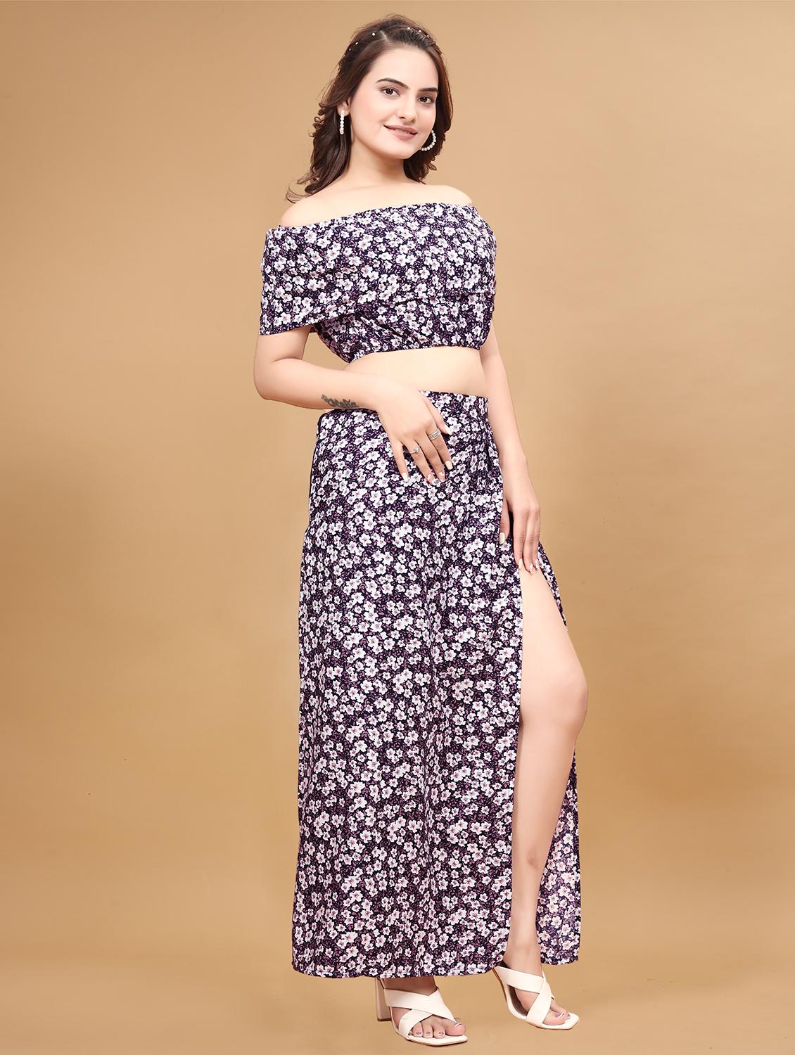 women floral print top and skirt co-ord set - 21263274 -  Standard Image - 1