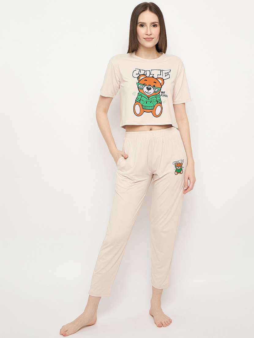 women printed pyjama nightwear set - 21263275 -  Standard Image - 1