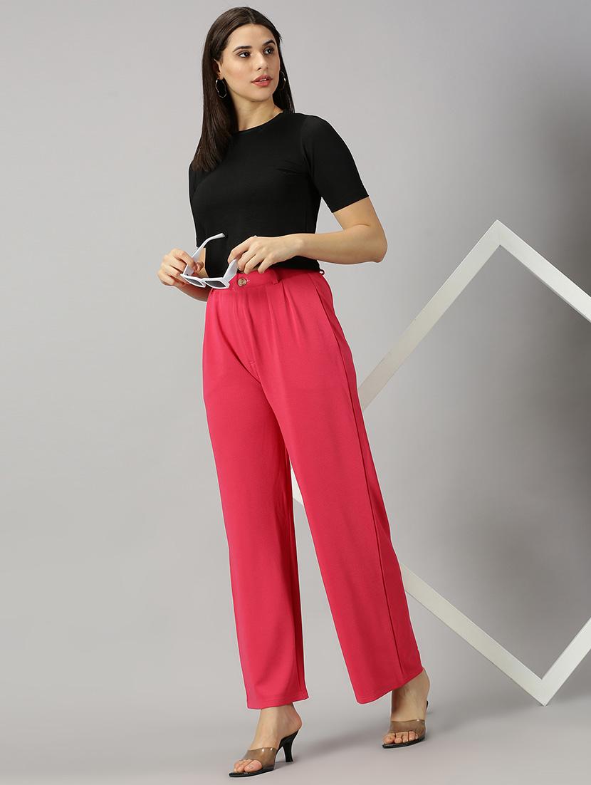 pink polyester wide leg trouser - 21264875 - Standard Image - 4