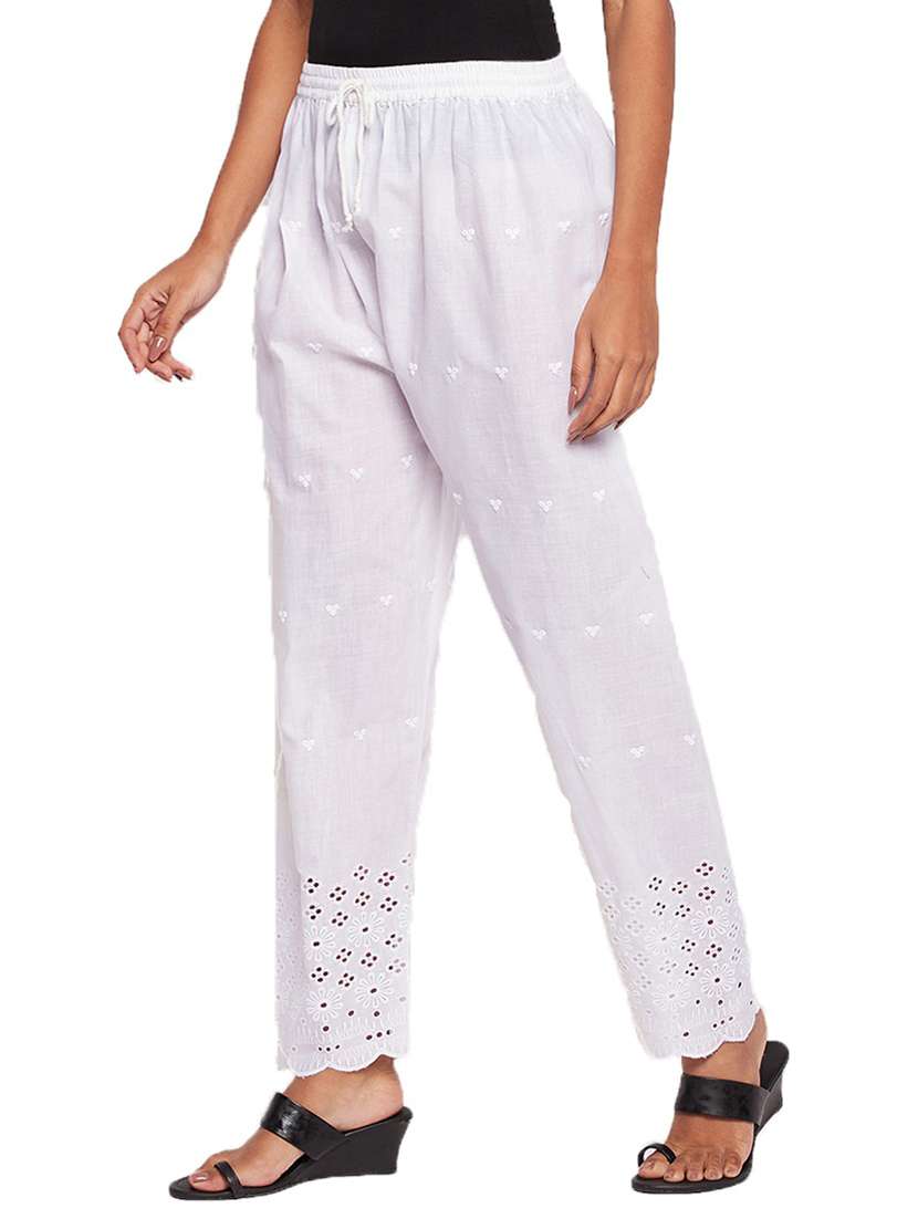 women embroidered high rise pant - 21264890 -  Standard Image - 1