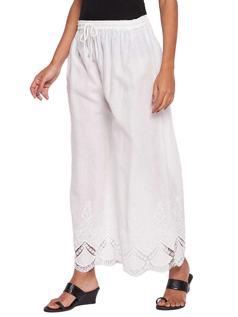 women embroidered flared palazzo - 21264893 -  Standard Image - 1