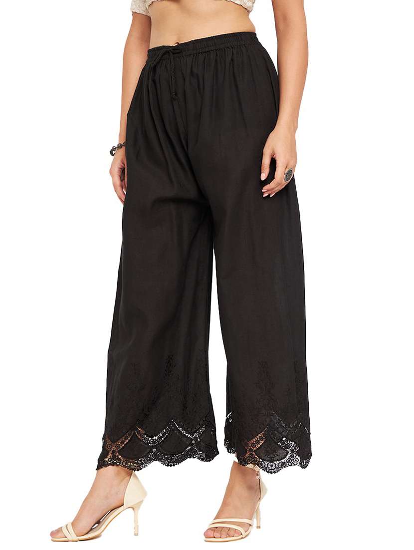 women embroidered flared palazzo - 21264895 -  Standard Image - 1